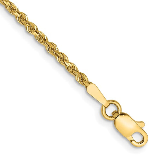 14K 7 inch 1.75mm Diamond-Cut Rope with Lobster Clasp Chain