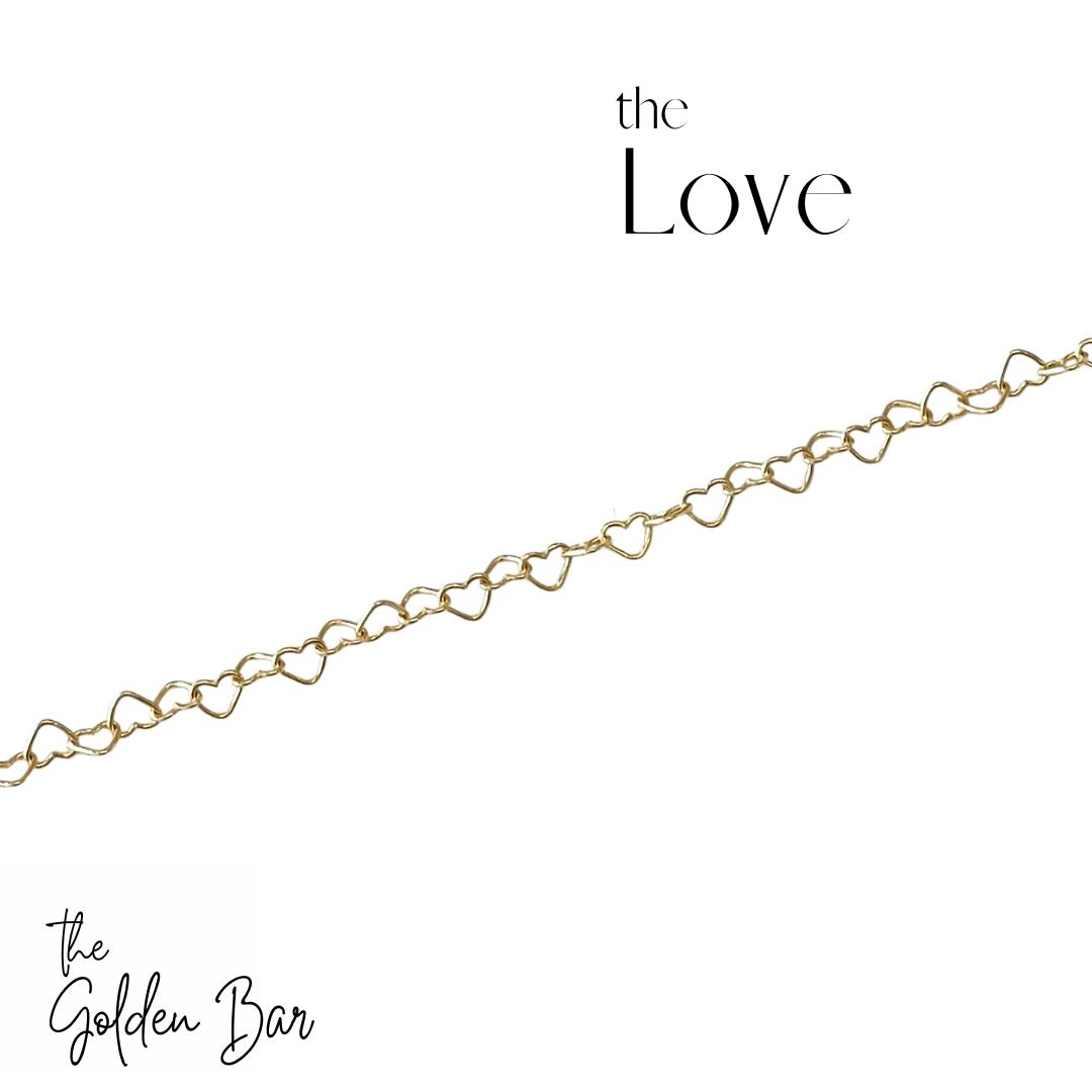 "The Love" 14k yellow gold heart link chain