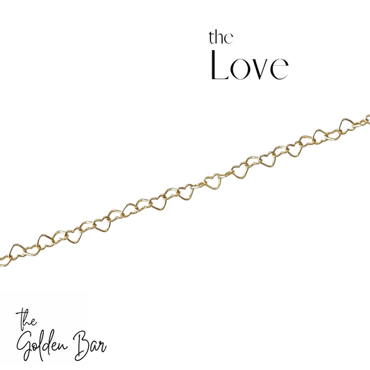 "The Love" 14k yellow gold heart link chain